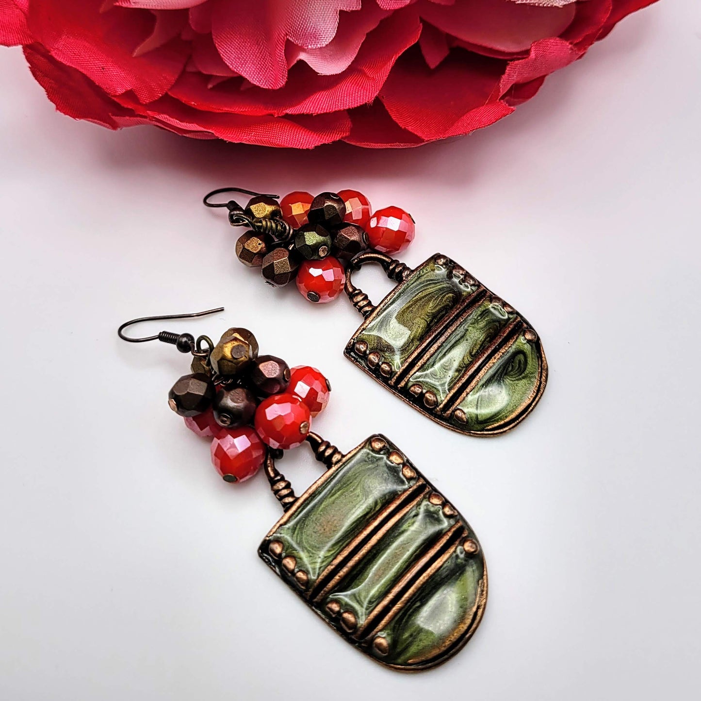 Green Ceramic Drop Earrings
