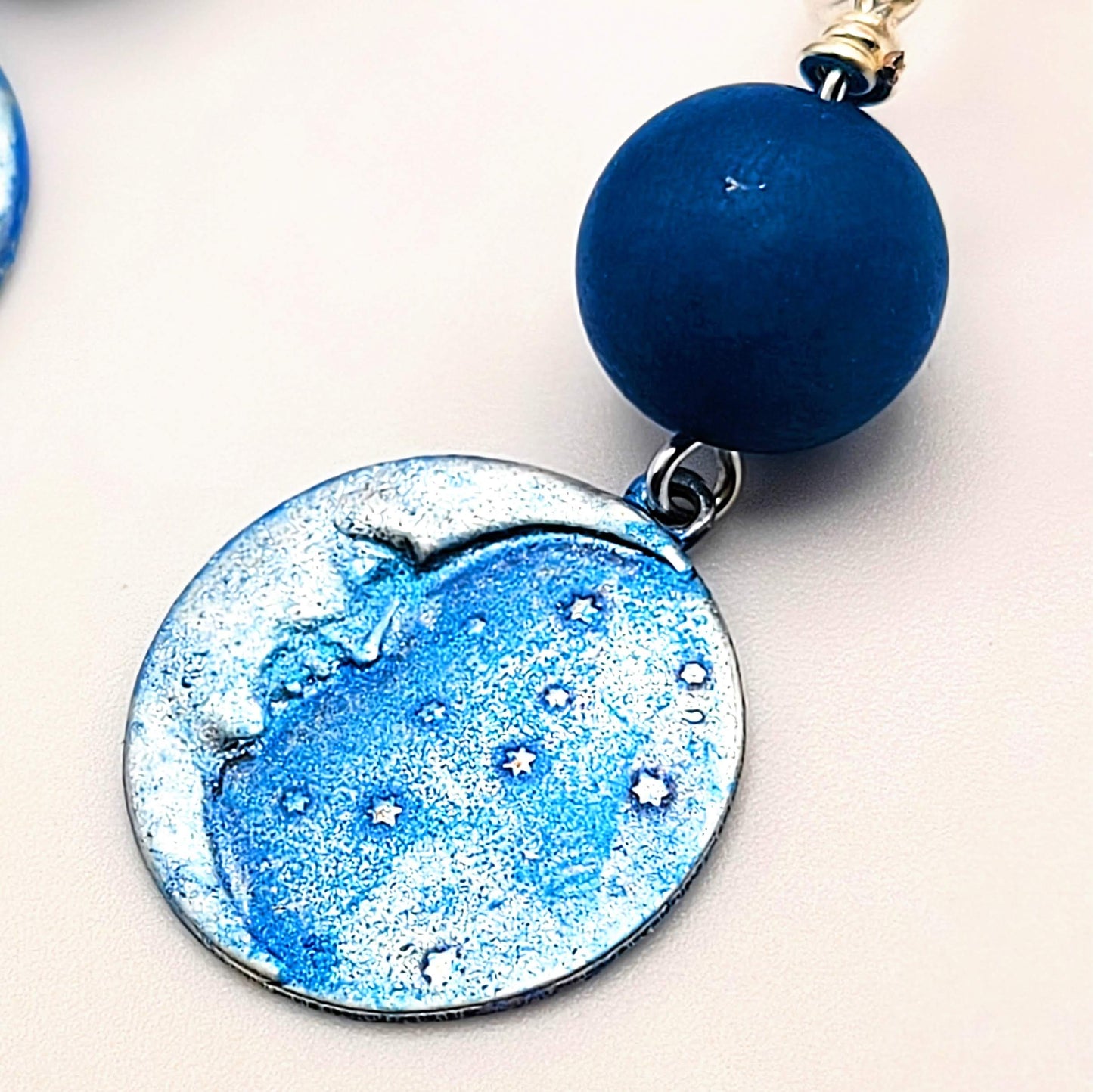 Celestial Blue Moon Dangle Earrings