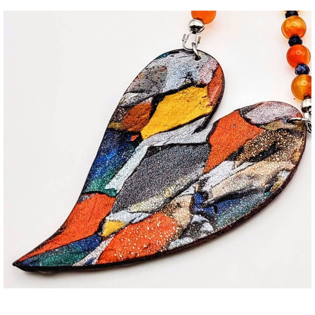 Colorful Heart with Carnelian and Vintage Jasper
