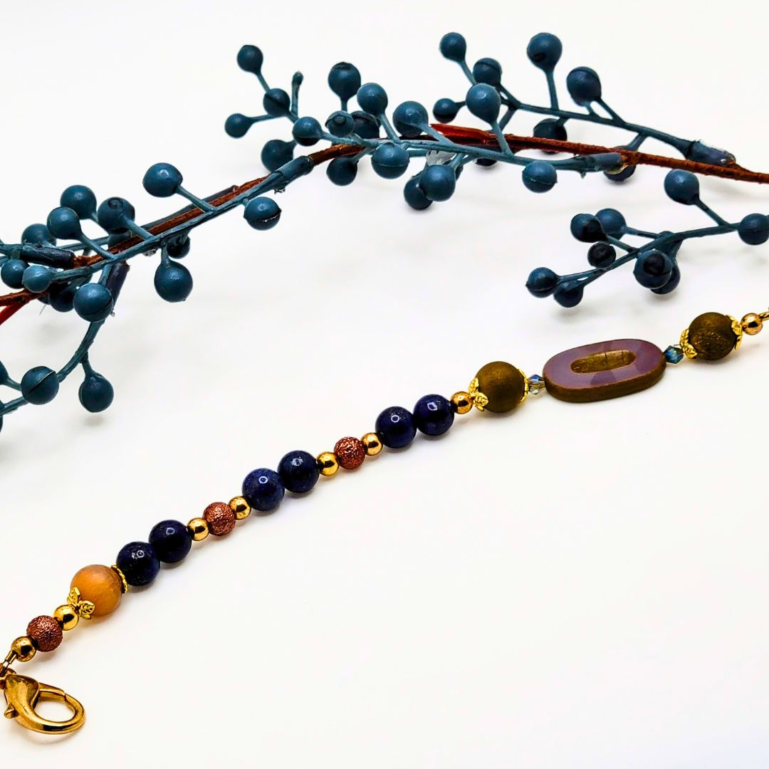 Czech Glass with Blue Agate Bracelet