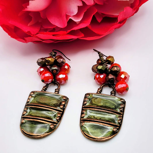 Green Ceramic Drop Earrings