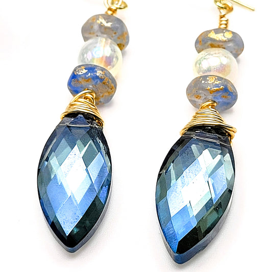 Blue Glass Drop Earrings