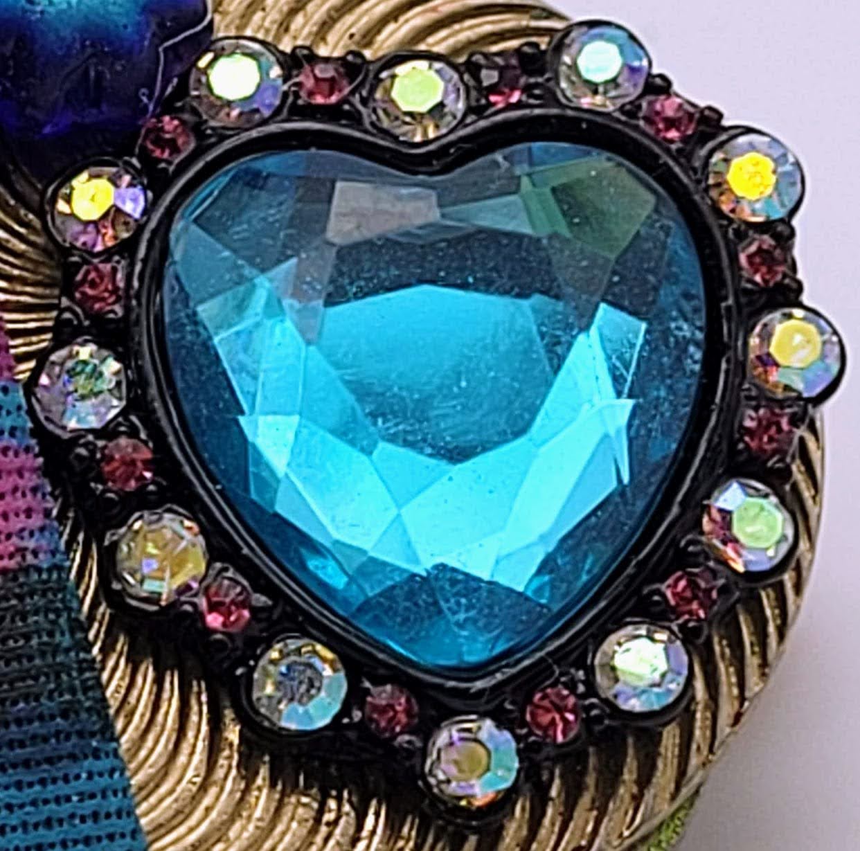 Blue Heart and Gold Brooch